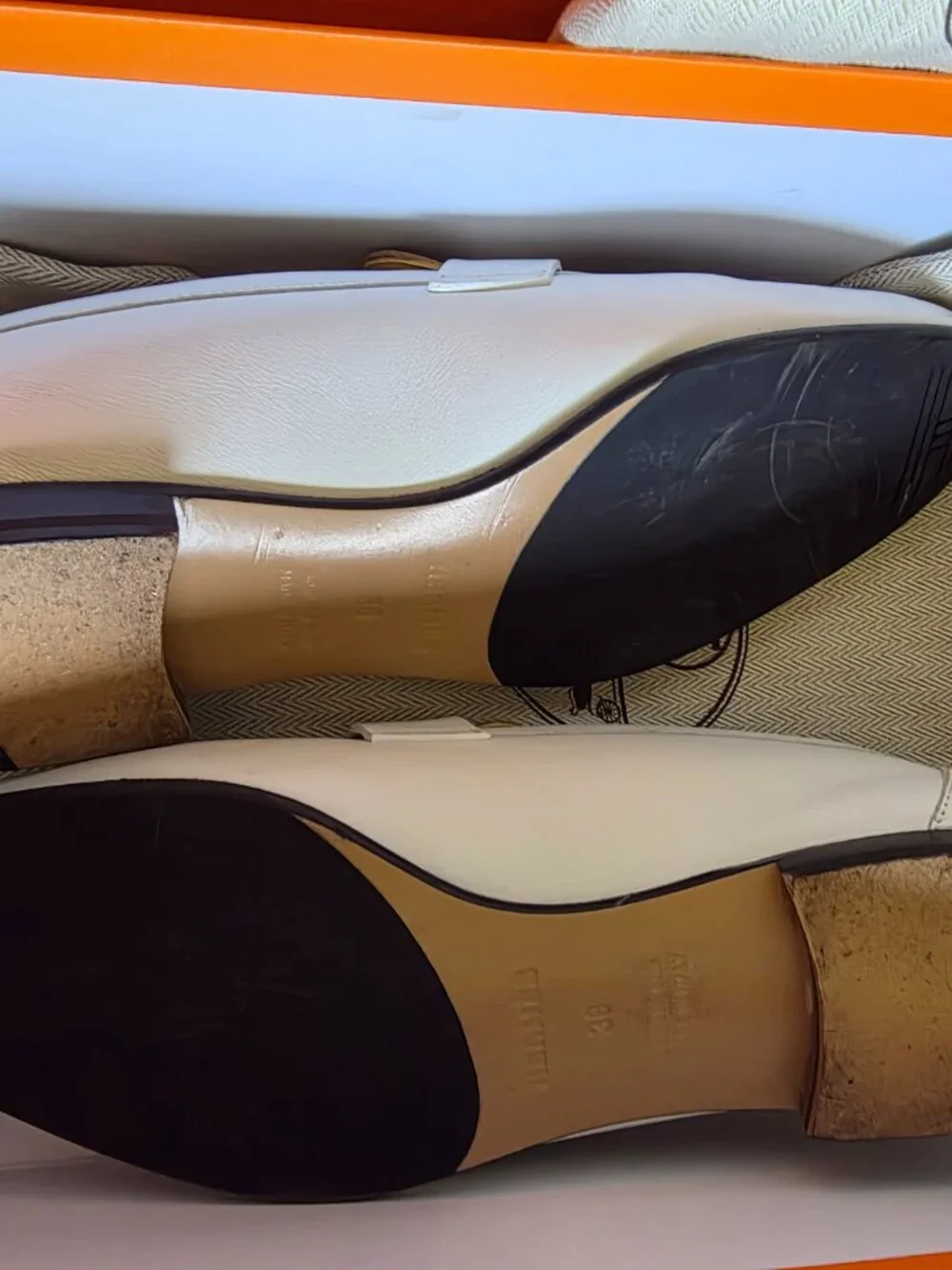 HERMÈS PARIS LEATHER LOAFERS with Gold H Hardware- size 39 pre-owned